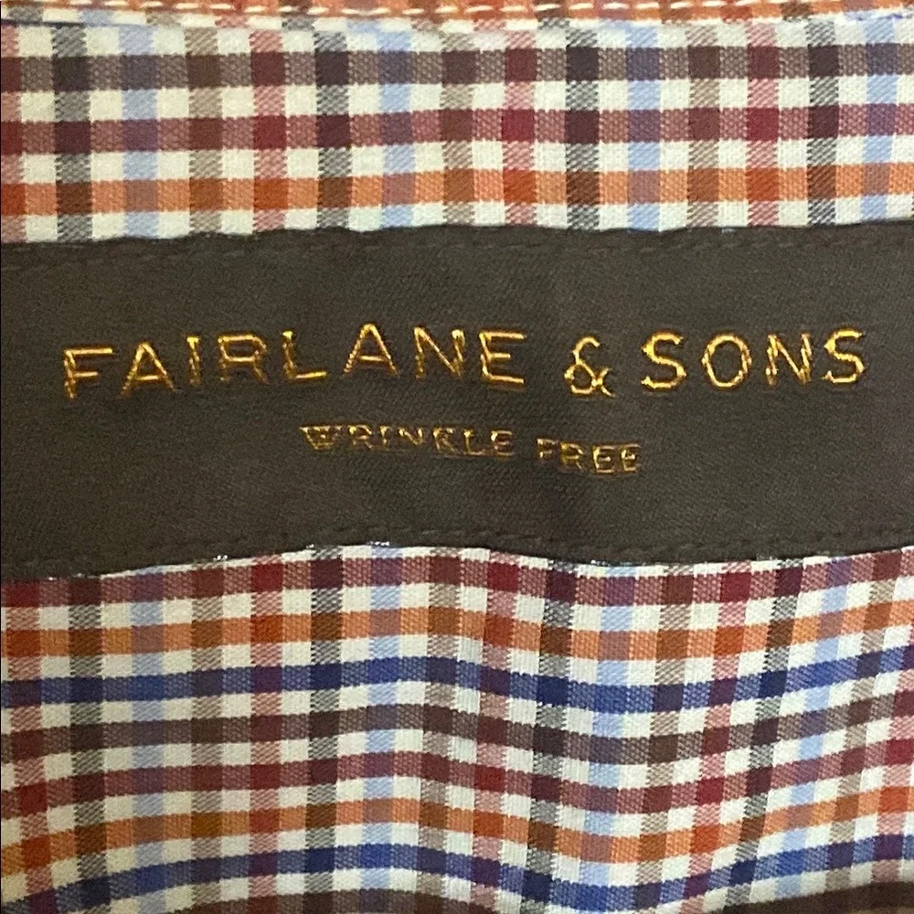 Fairlane & Sons Wrinkle Free Men's button up Checkered Shirt XL Red and Blue